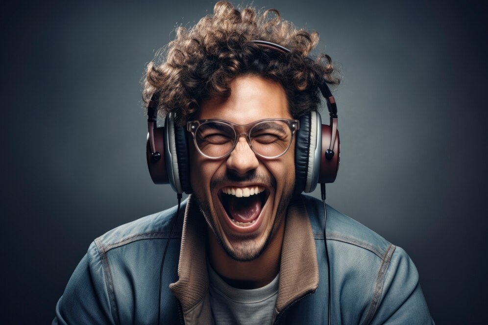 Homem ouvindo áudio